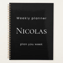 Personalised Minimal Black Weekly Planner