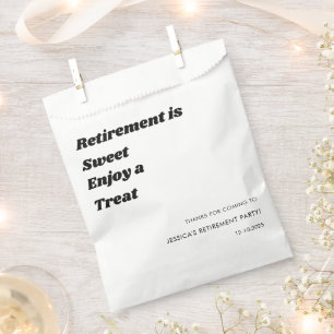Personalised Minimal Black White Retirement party Favour Bag