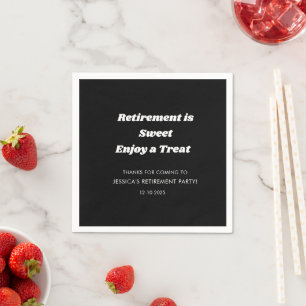 Personalised Minimal Black White Retirement party  Napkin
