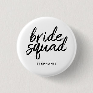 Personalised Minimal Bride Squad 3 Cm Round Badge