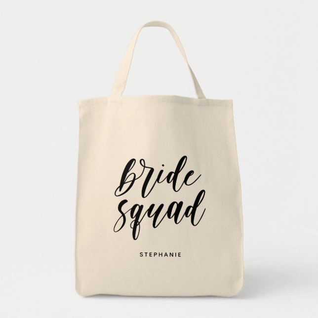 Personalised Minimal Bride Squad Tote Bag (Front)