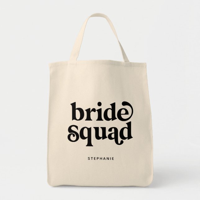 Personalised Minimal Bride Squad Tote Bag (Front)