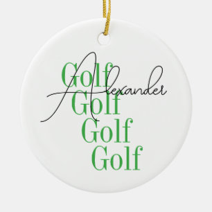 Personalised Minimal Golf Typography Ceramic Ornament