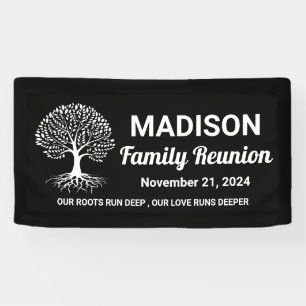 personalised minimal modern black family reunion banner