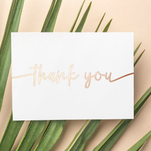 Personalised Minimal Modern Script White Thank You Foil Holiday Card