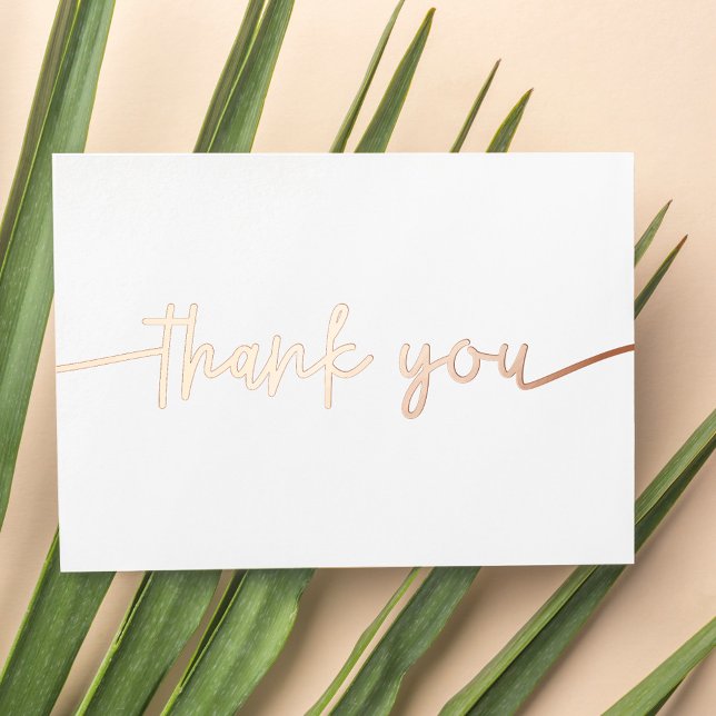 Personalised Minimal Modern Script White Thank You Foil Holiday Card (Creator Uploaded)