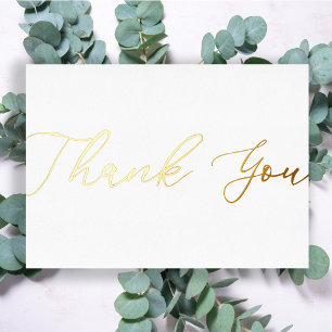 Personalised Minimal Modern Script White Thank You Foil Holiday Card