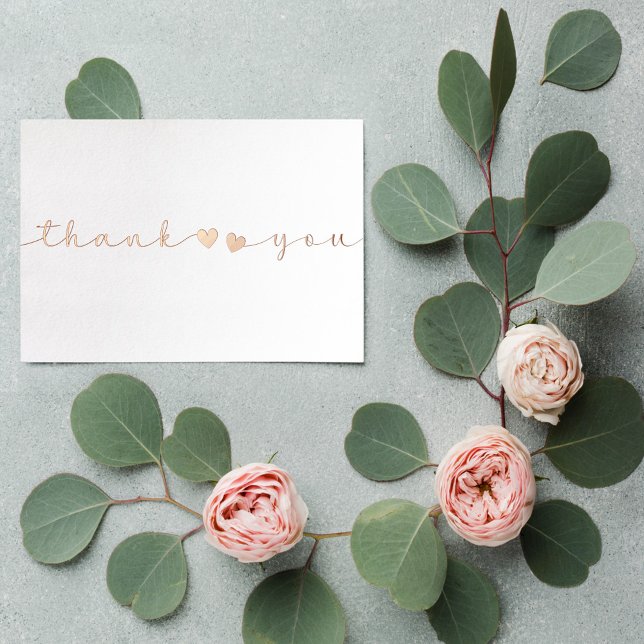 Personalised Minimal Modern Script White Thank You Foil Holiday Card (Creator Uploaded)