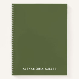 Personalised Minimal Olive Monogram Spiral Notebook
