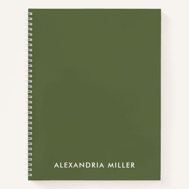 Personalised Minimal Olive Monogram Spiral Notebook (Front)