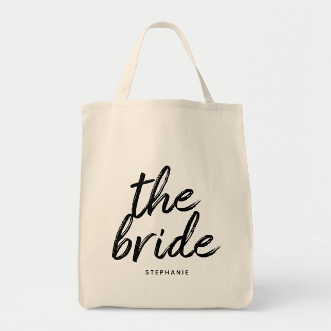 Personalised Minimal The Bride Tote Bag (Front)