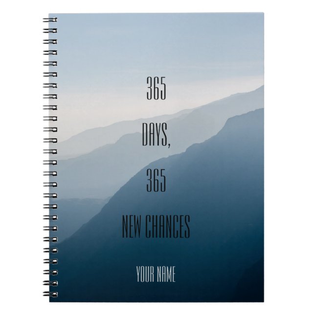 Personalised| minimalist| 365 days 365 new chances notebook (Front)