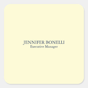 Personalised minimalist add your name cream colour square sticker