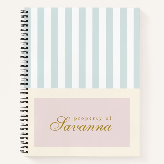Personalised Minimalist Aesthetic Pastel Notebook (Front)