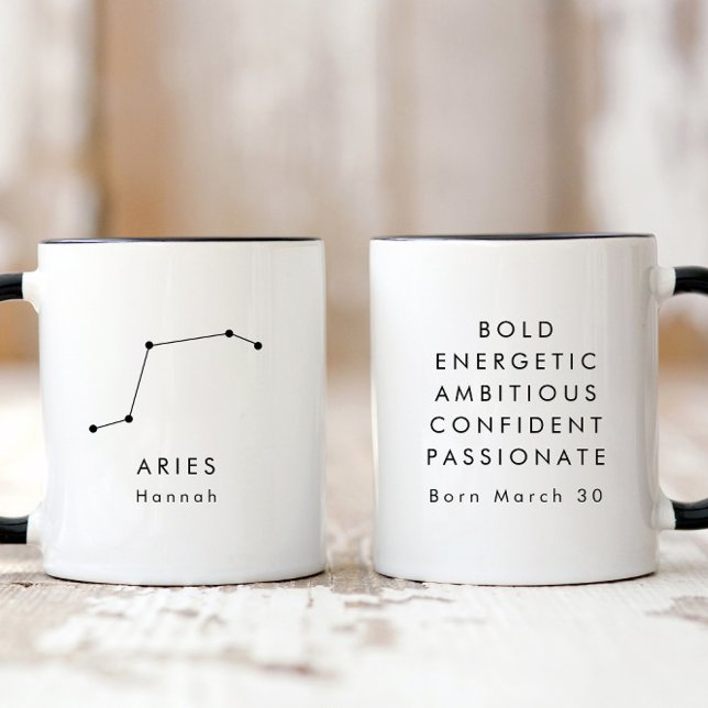 Personalised Minimalist Aries Zodiac Sign Mug (Creator Uploaded)