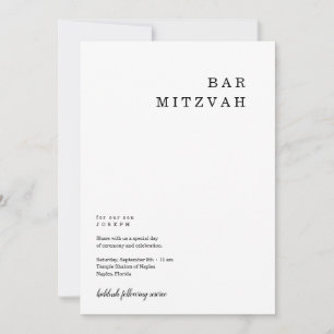 Personalised Minimalist Bar Mitzvah Invitation
