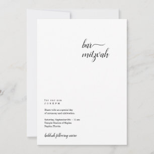 Personalised Minimalist Bar Mitzvah Invitation