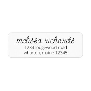 Personalised Minimalist Black & White Print Return Address Label