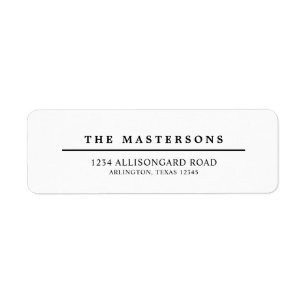 Personalised Minimalist Black & White Return Address Label