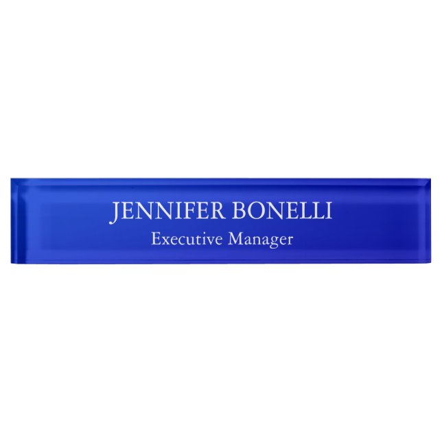 Personalised minimalist blue add your name nameplate (Front)