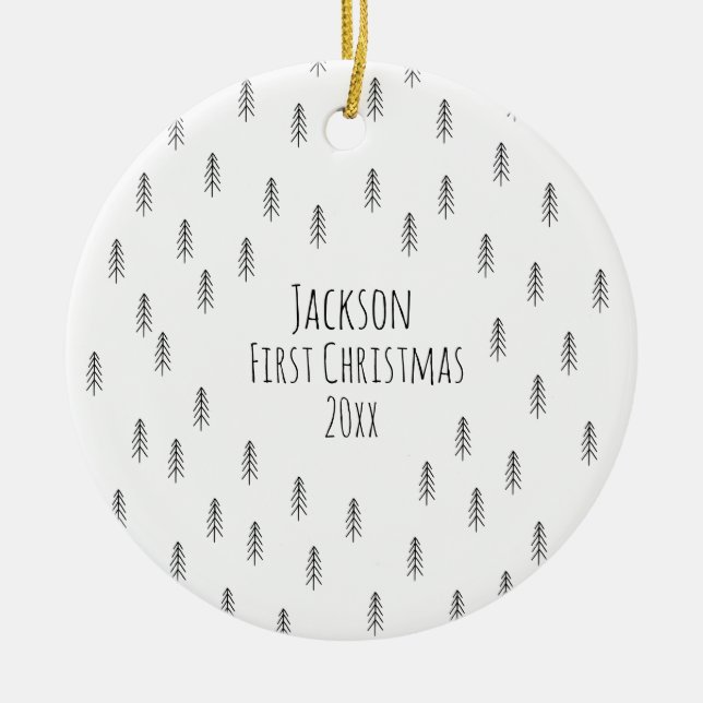 Personalised Minimalist Boho Baby Ornament (Front)