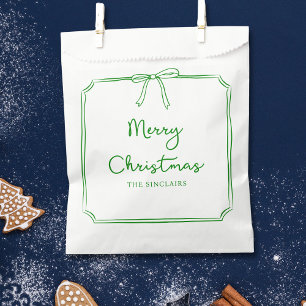 Personalised Minimalist Bow Design Christmas Party Favour Bag