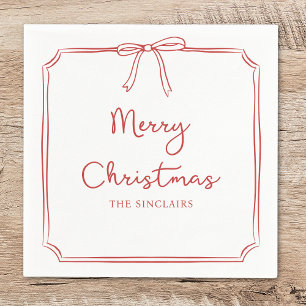 Personalised Minimalist Bow Design Christmas Party Napkin