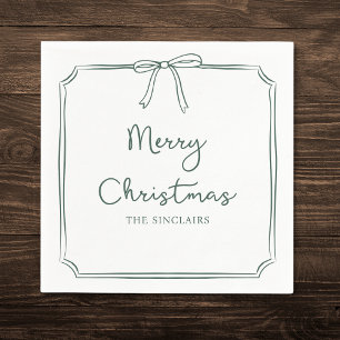 Personalised Minimalist Bow Design Christmas Party Napkin