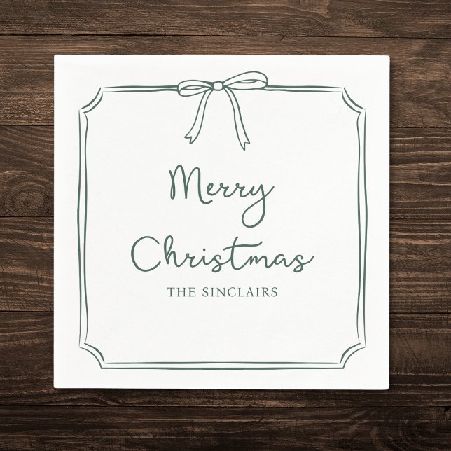 Personalised Minimalist Bow Design Christmas Party Napkin (Creator Uploaded)