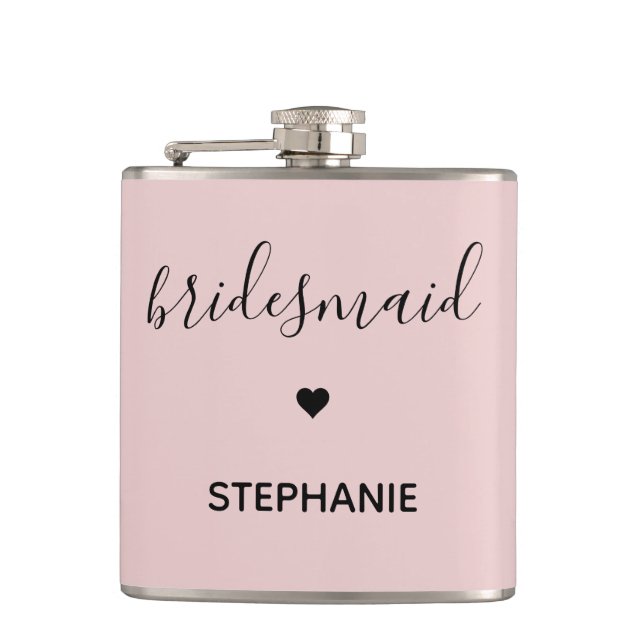 Personalised Minimalist Bridesmaid Custom Gifts Hip Flask (Front)