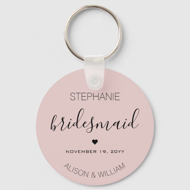 Personalised Minimalist Bridesmaid Custom Gifts Key Ring (Front)
