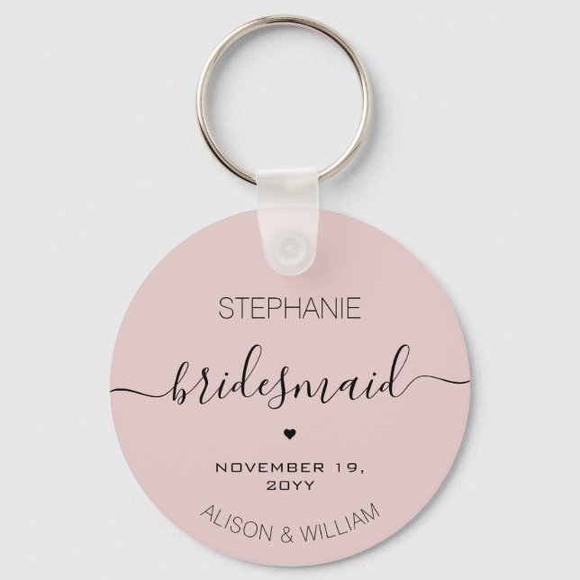 Personalised Minimalist Bridesmaid Custom Gifts Key Ring (Front)