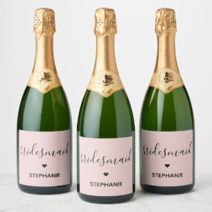 Personalised Minimalist Bridesmaid Custom name Sparkling Wine Label