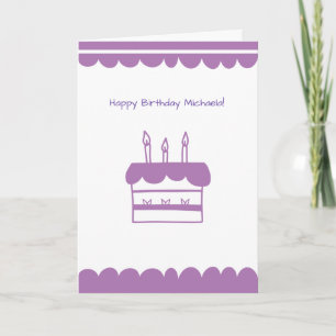 Personalised Minimalist Cake Purple Birthday Card
