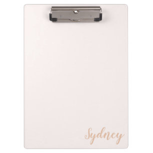 Personalised Minimalist Calligraphy Name Blush Tan Clipboard