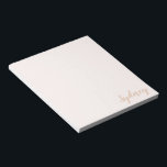Personalised Minimalist Calligraphy Name Blush Tan Notepad<br><div class="desc">Personalised Minimalist Calligraphy Name Blush Tan Notepad</div>