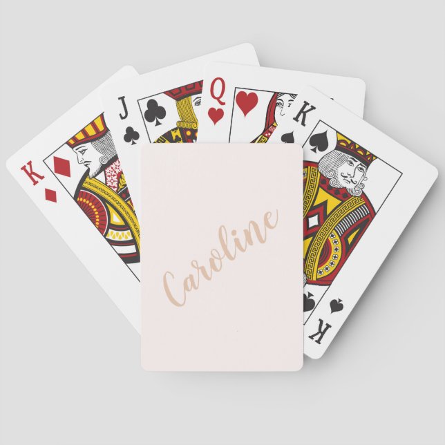 Personalised Minimalist Calligraphy Name Blush Tan Playing Cards (Back)