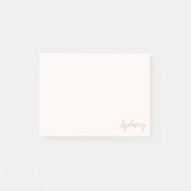 Personalised Minimalist Calligraphy Name Blush Tan Post-it Notes (Front)