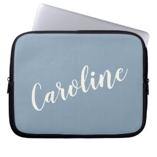 Personalised Minimalist Calligraphy Name in Blue   Laptop Sleeve
