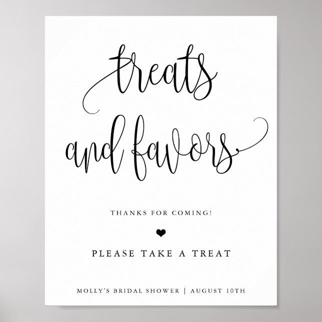 Personalised Minimalist Calligraphy Treats/Favours Poster (Front)