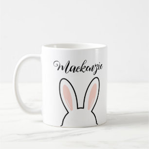 Personalised Minimalist Cute Bunny Ears Easter Coffee Mug