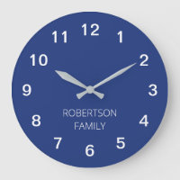 Personalised Minimalist Dark Blue Wall Clock