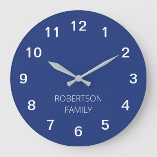 Personalised Minimalist Dark Blue Wall Clock