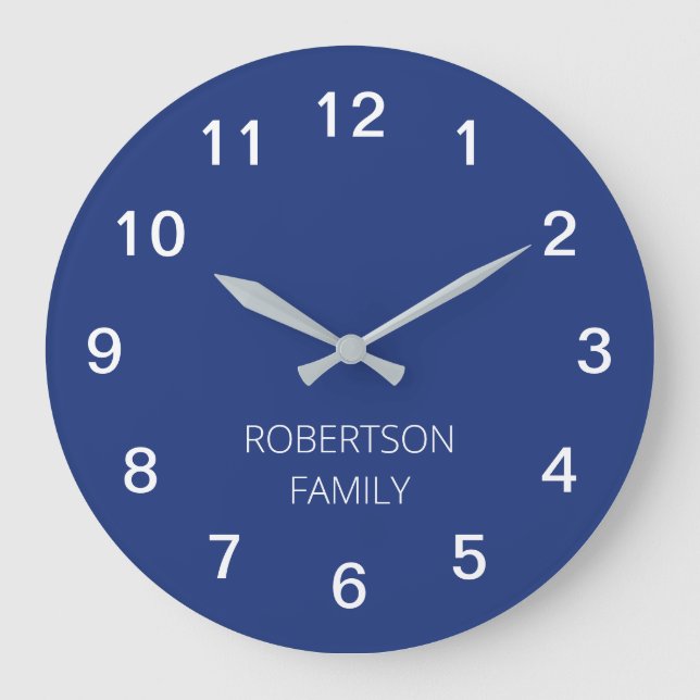 Personalised Minimalist Dark Blue Wall Clock (Front)