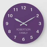 Personalised Minimalist Dark Purple Wall Clock