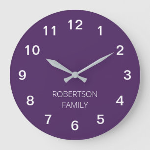 Personalised Minimalist Dark Purple Wall Clock