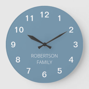 Personalised Minimalist Dusty Blue Wall Clock