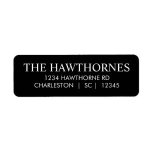Personalised Minimalist Elegant Black Thankful Return Address Label