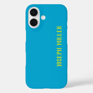 Personalised Minimalist, Elegant Blue and Yellow iPhone 16 Case