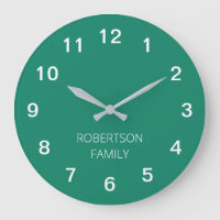 Personalised Minimalist Emerald Green Wall Clock